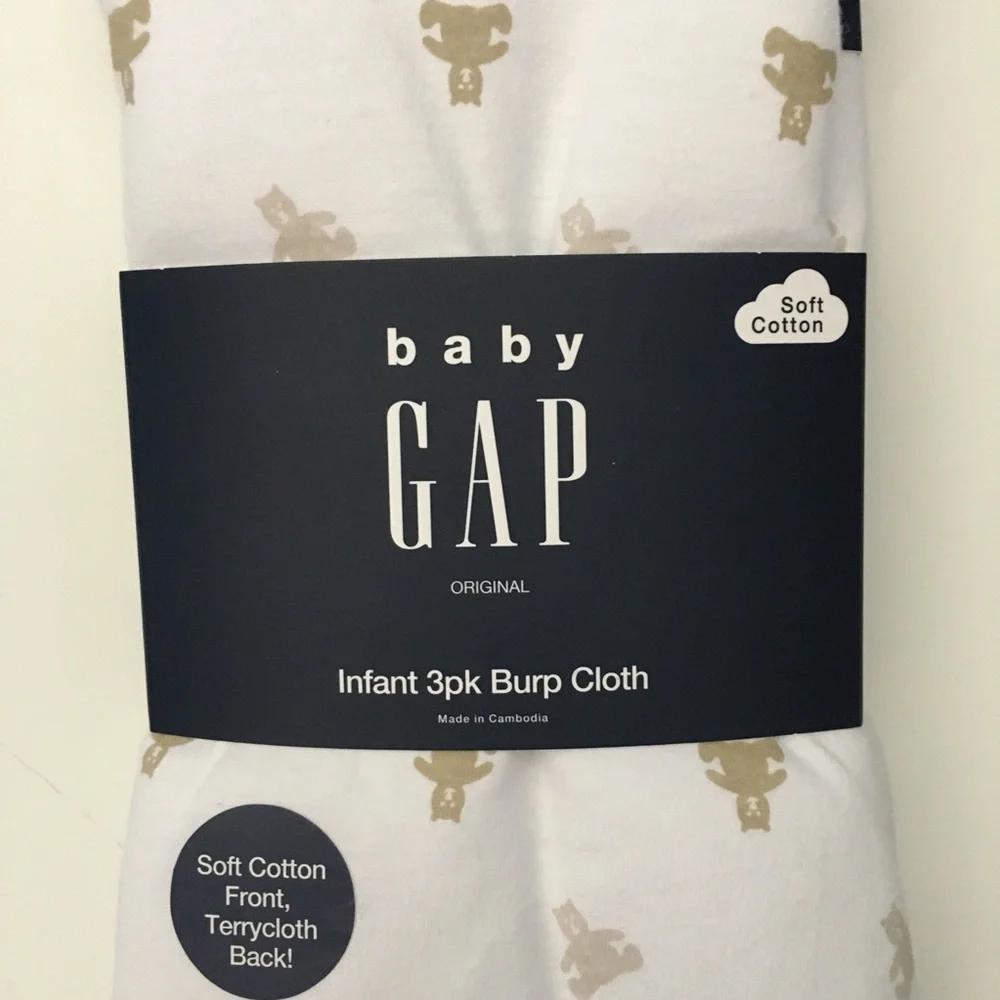 Baby Burp Cloths Set of 3 Soft and Absorbent Bear Print NEW | Baby Gap